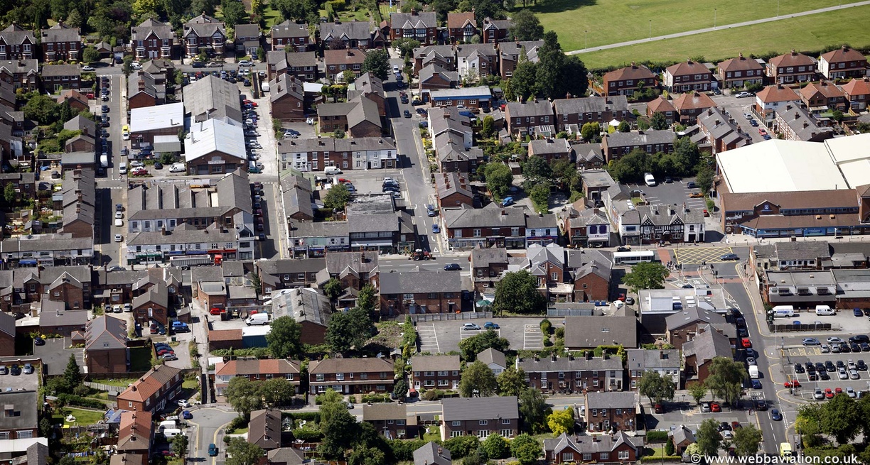 London Rd Hazel Grove Stockport SK7  from the air
