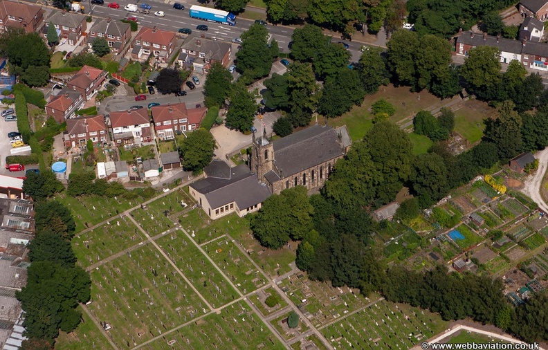 Norbury Parish Church  Hazel Grove from the air