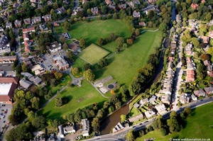 Marple Memorial Park and  Peak Forest Canal Marple from the air