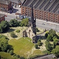 Christ Church ruin Stockport from the air