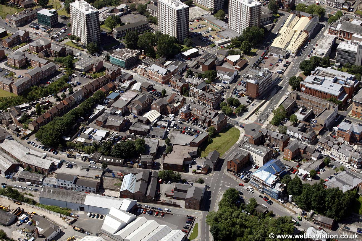 Hillgate Stockport aerial photograph