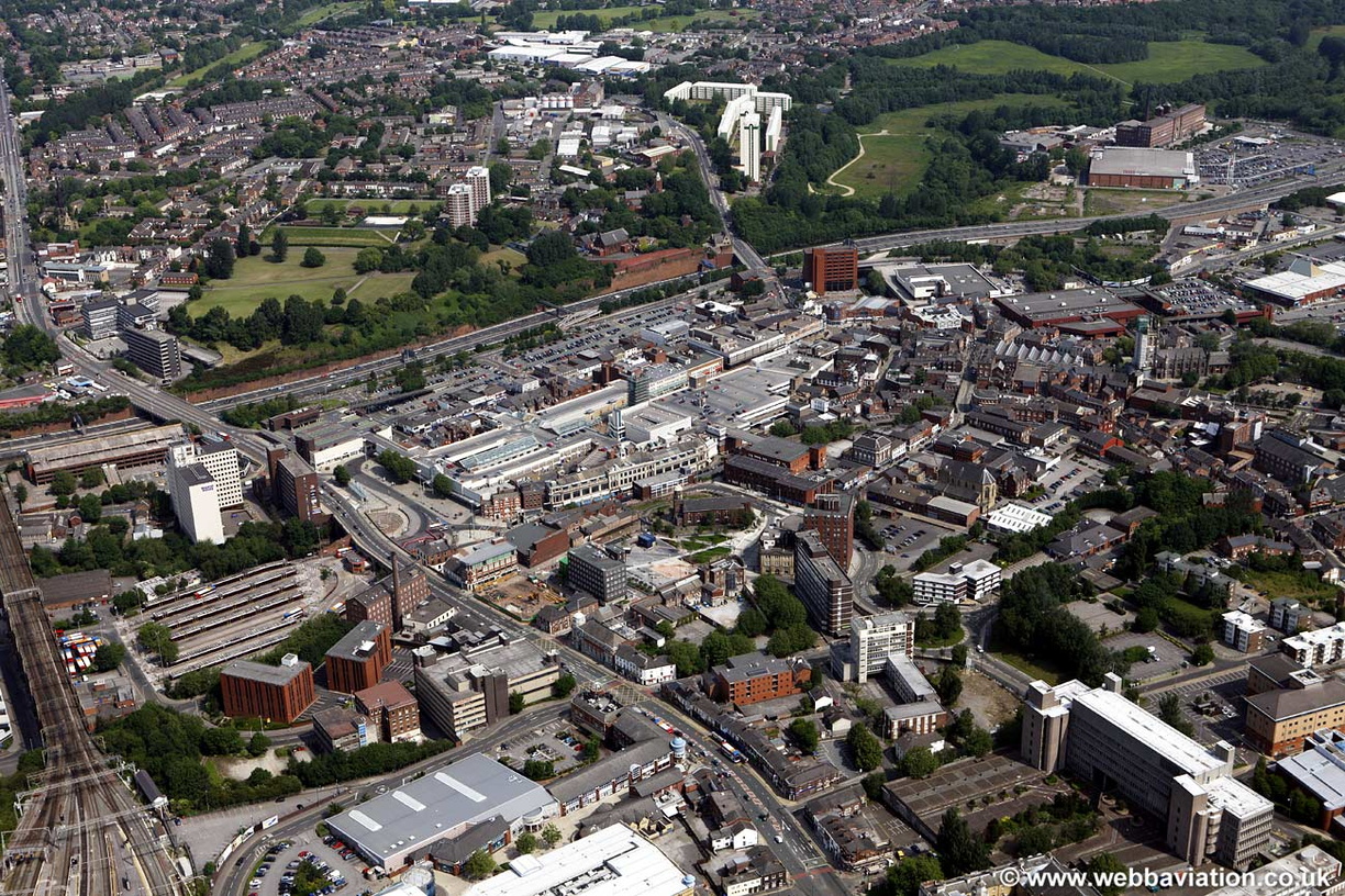 Stockport  town centre Stockport aerial photo