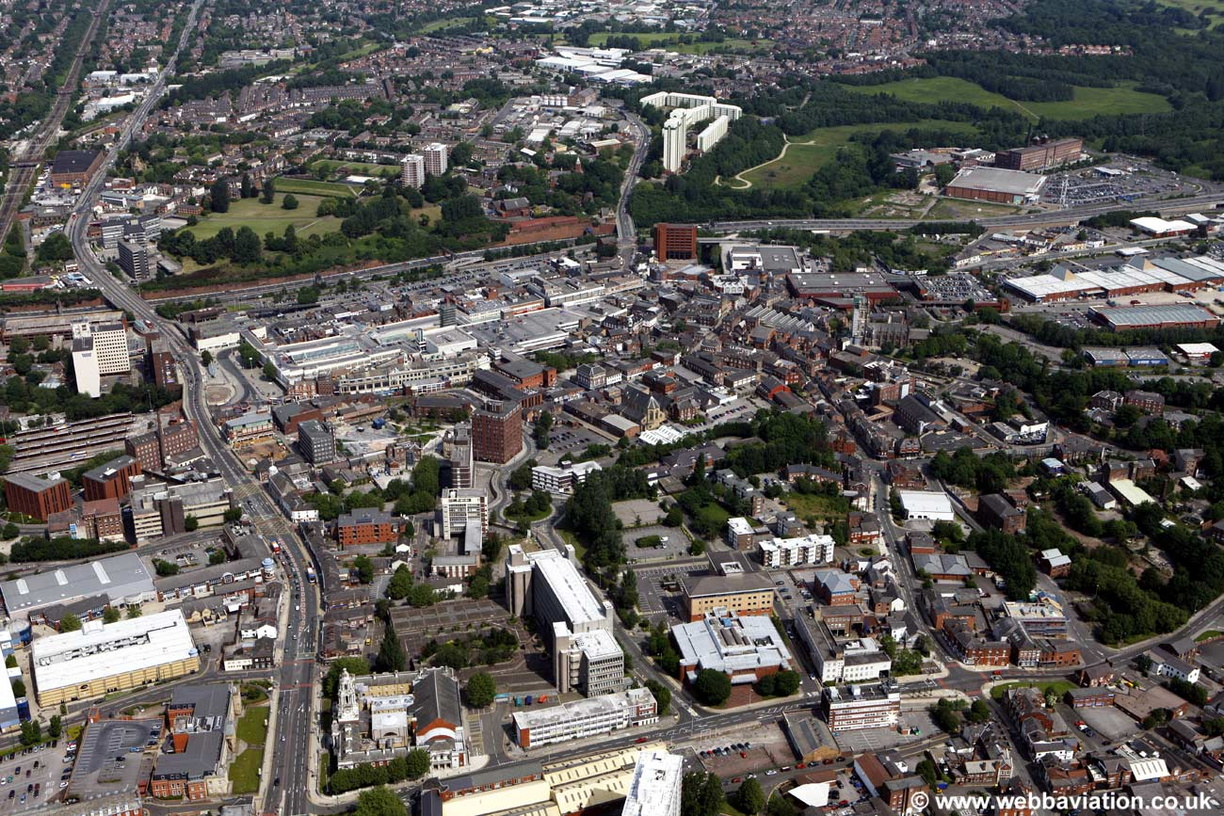 Stockport  town centre Stockport aerial photo