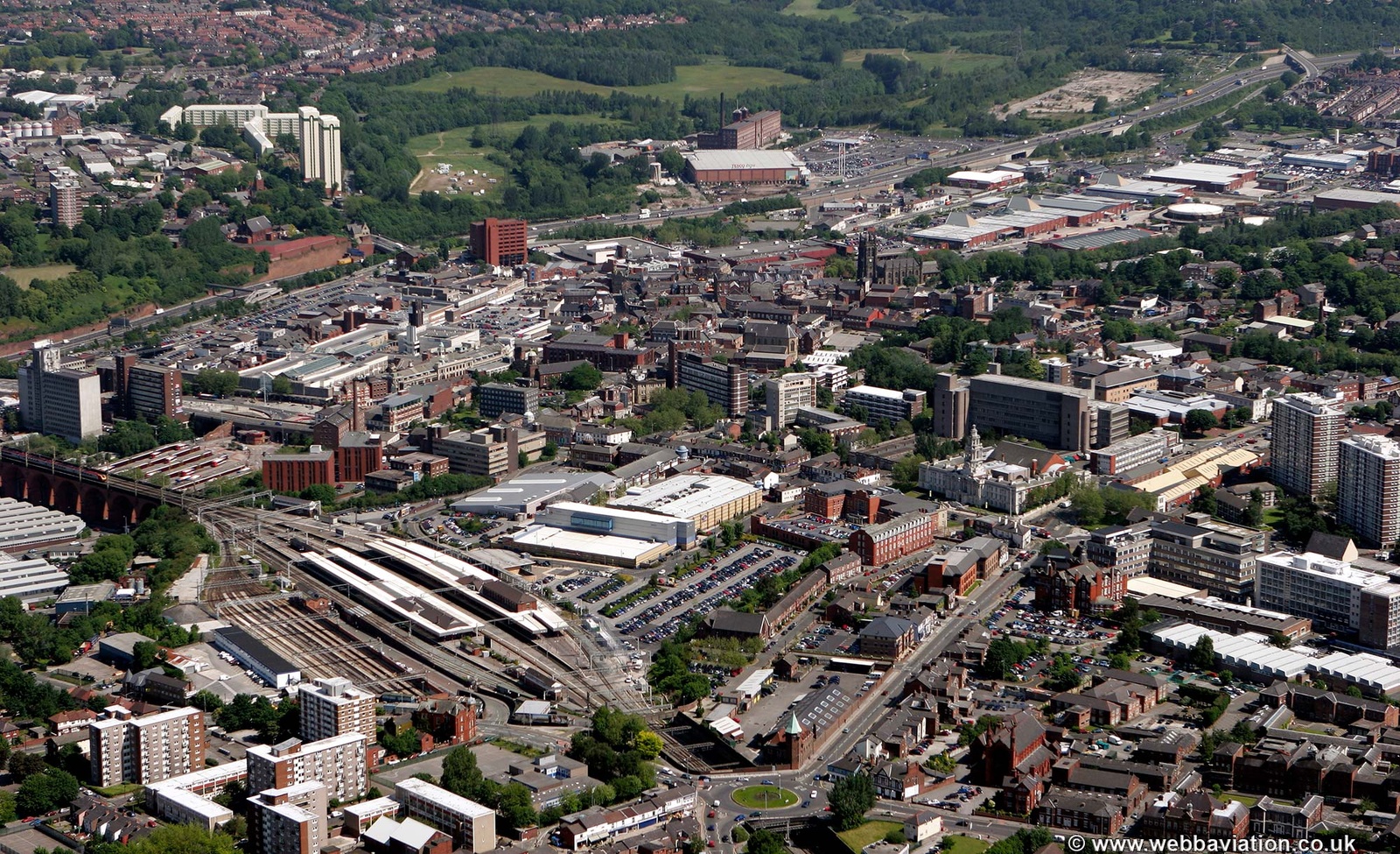 Stockport town centre from the air