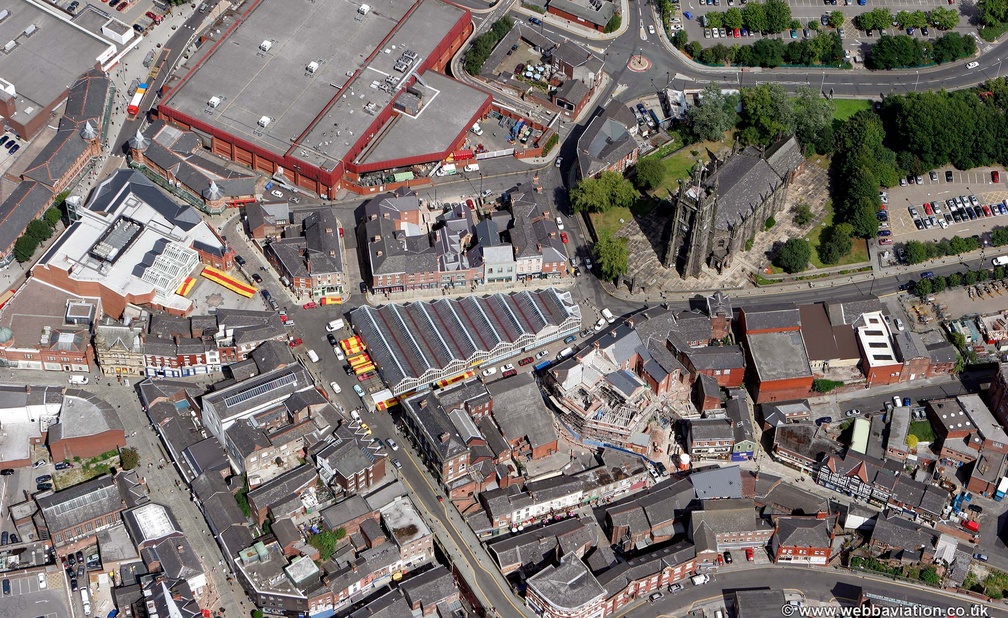  site of Stockport Castle from the air
