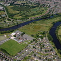 River Mersey meandering round Westy Point Warrington from the air