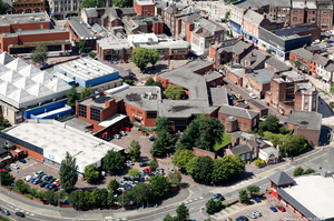 the old Time Square shopping centre Warrington  from the air