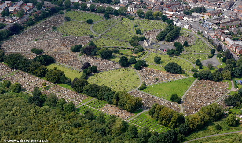 Warrington Cemetery from the air