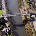 Cantilever Bridge, Ackers Rd bridge over the Manchester Ship Canal, Warrington from the air