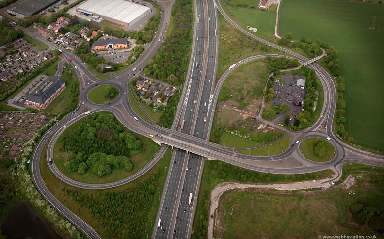  junction 21 of the M6 motorway Warrington from the air