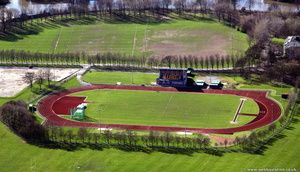  Victoria Park Athletics Track home of  Warrington Athletics Club    from the air