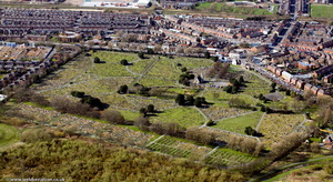 Warrington Cemetery, Manchester Rd, Warrington WA1 from the air