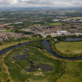 River Mersey meandering round Westy Point Warrington from the air