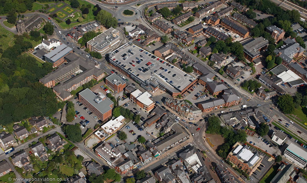 Wilmslow showing the area around   Church Street  from the air