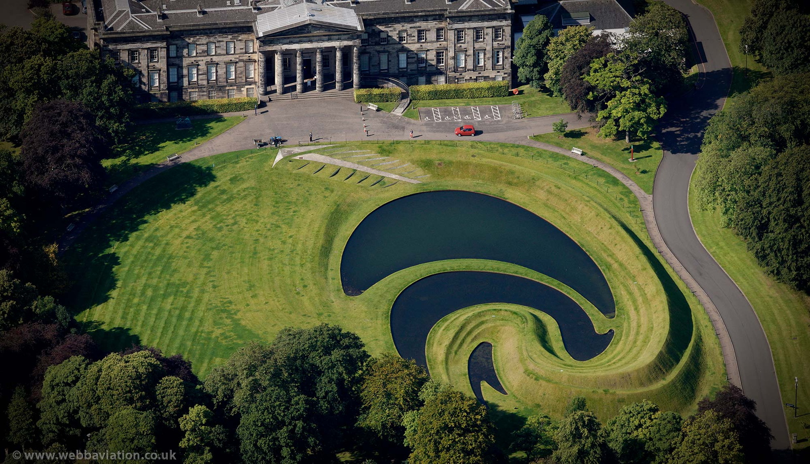 Charles Jencks "Landform" at  the Scottish National Gallery of Modern Art  Edinburgh from the air 
