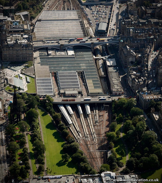 Edinburgh Waverley station  from the air 