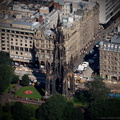 Scott Monument Edinburgh  from the air 
