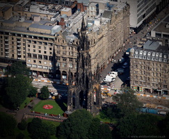 Scott Monument Edinburgh  from the air 