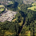 Motherwell–Cumbernauld railway line,  Scotland aerial photo 