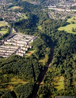 Motherwell–Cumbernauld railway line,  Scotland aerial photo 