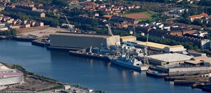 BAE Systems Scotstoun shipyard Glasgow from the air