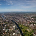 wide angle panoramic aerial photograph of    Glasgow Scotland looking along the River Clyde towards the city centre