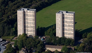  Dumbreck Court tower blocks, Glasgow from the air