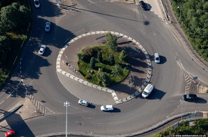  roundabout at the  Fifty Pitches Road and the A739 intersection from the air