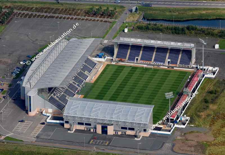 Falkirk stadium  Scotland  UK aerial photograph