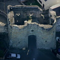 Burgess Gate, part of Denbigh medieval town walls aerial photograph