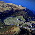 St. Tudno's Church church and cemetery on the Great Orme  from the air