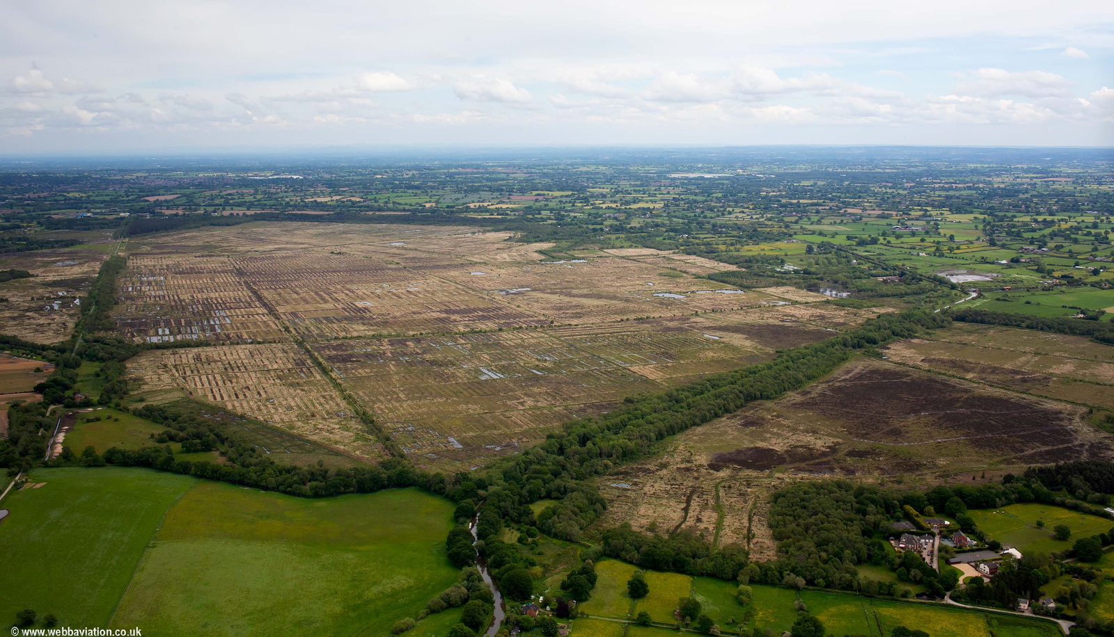 Fenn's, Whixall and Bettisfield Mosses National Nature Reserve from the air