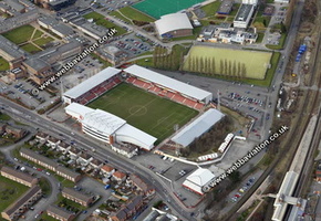 The Racecourse Ground (  Y Cae Ras)   stadium Wrexham  aerial photograph 