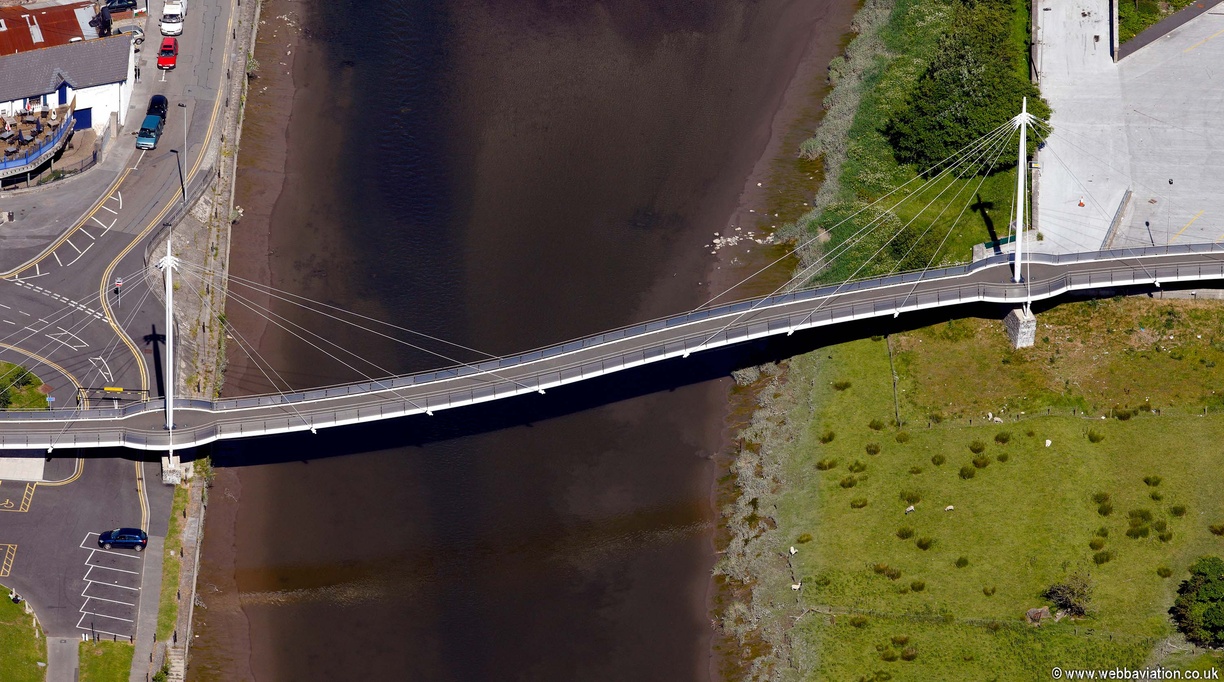 Pont Morgan Foot and Cycle bridge Carmarthen  from the air