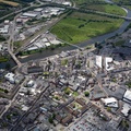 Carmarthen  town centre  from the air