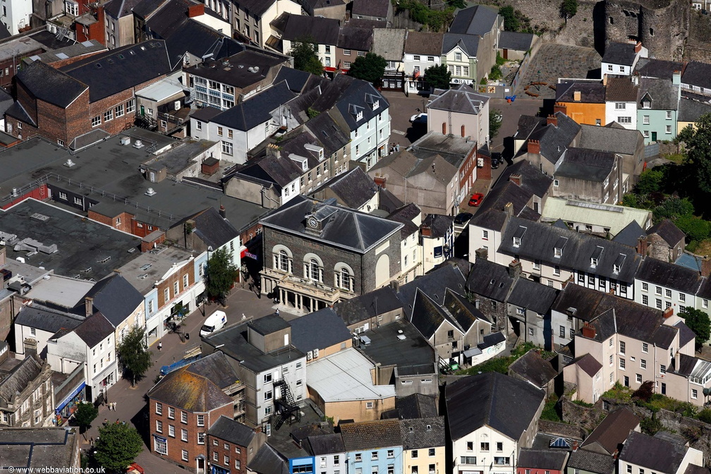 The Guildhall Carmarthen town centre from the air