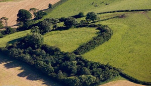 Castell Cogan hillfort  from the air