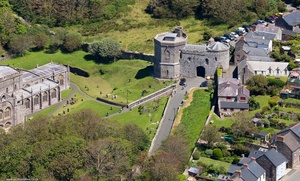 Porth-Y-Twr medieval gatehouse  from the air