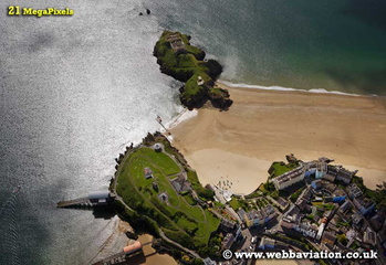 Tenby Castle  Pembrokeshire  Wales aerial photograph 