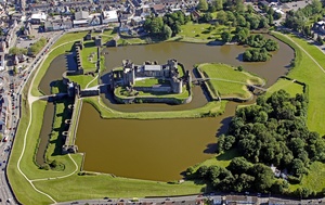 Caerphilly Castle Gwent Wales  aerial photograph 