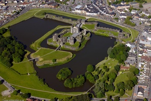 Caerphilly Castle Gwent Wales  aerial photograph 