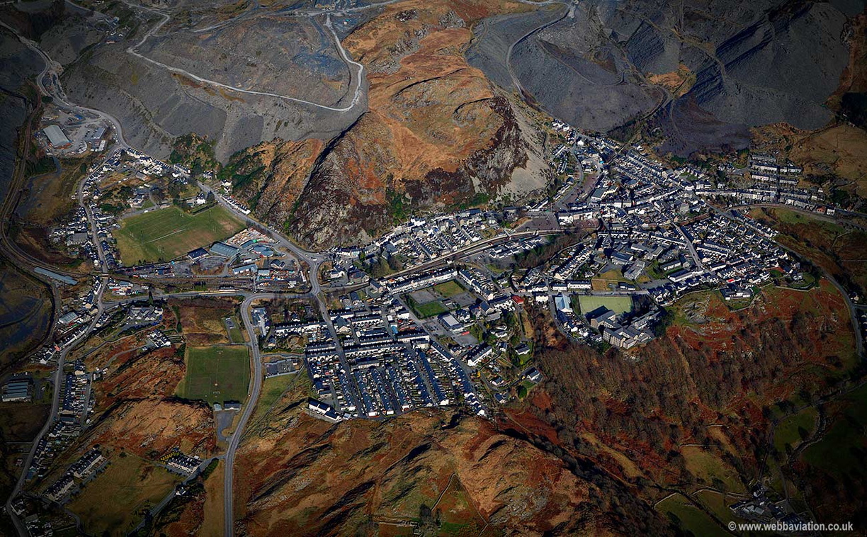 Blaenau Ffestiniog, Gwynedd, Wales from the air