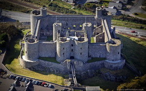 Harlech Castle Wales aerial photograph 
