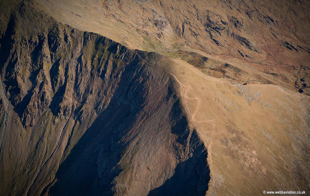 The Rhyd Ddu Path Mount Snowdon  Wales UK, Wales panorama from the air
