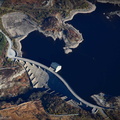 Dam on  Llyn Trawsfynydd reservoir  from the air