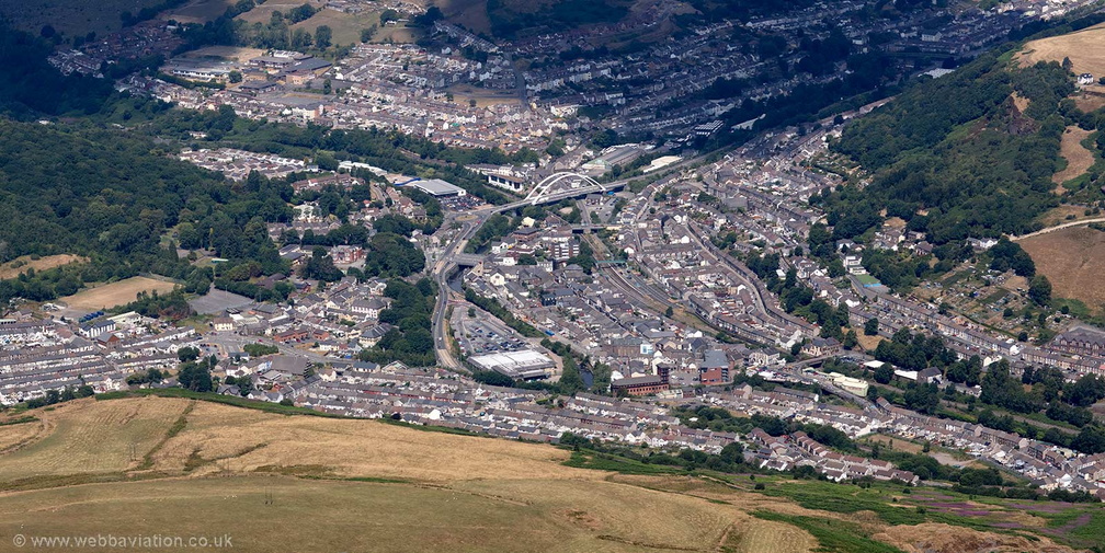 Porth Rhondda Cynon Taf South Wales from the air
