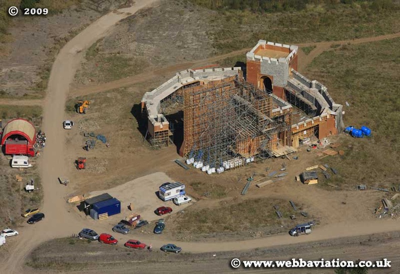 Film set for Ironclad resembling Rochester Castle built in   Wales aerial photograph 