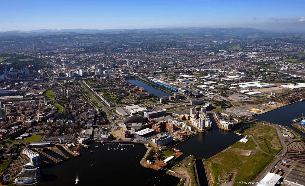 Cardiff Bay Wales aerial photograph