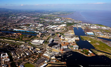 Cardiff Docks Wales aerial photograph