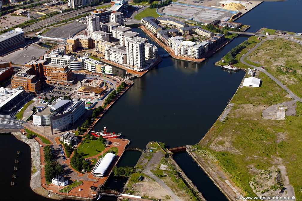 Roath Basin, Cardiff Docks aerial photograph